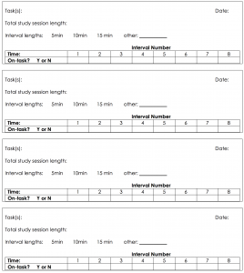 Preview of the attention checks document that asks about tasks, study length, interval lengths, and whether a person was on task.